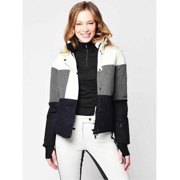 Erin Snow Lola Merino Wool Colorblock Ski Jacket Black Gray White - Size M - Picture 3 of 16